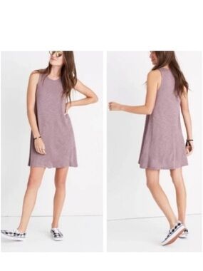 Madewell Womens Mauve Sleeveless Tank Dress Size XS Knee Length Casual Slub NWT